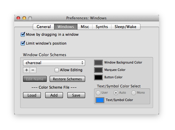 Preferences: Windows